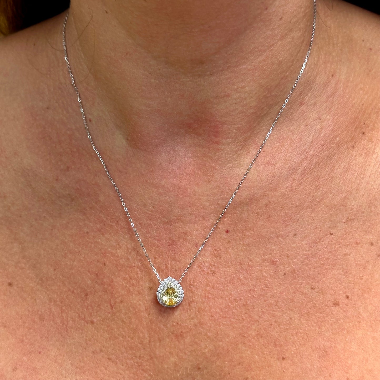 Yellow Drop Necklace in Sterling Silver 925