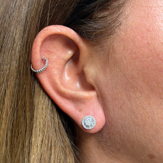 Pizza Earrings in 18K White Gold
