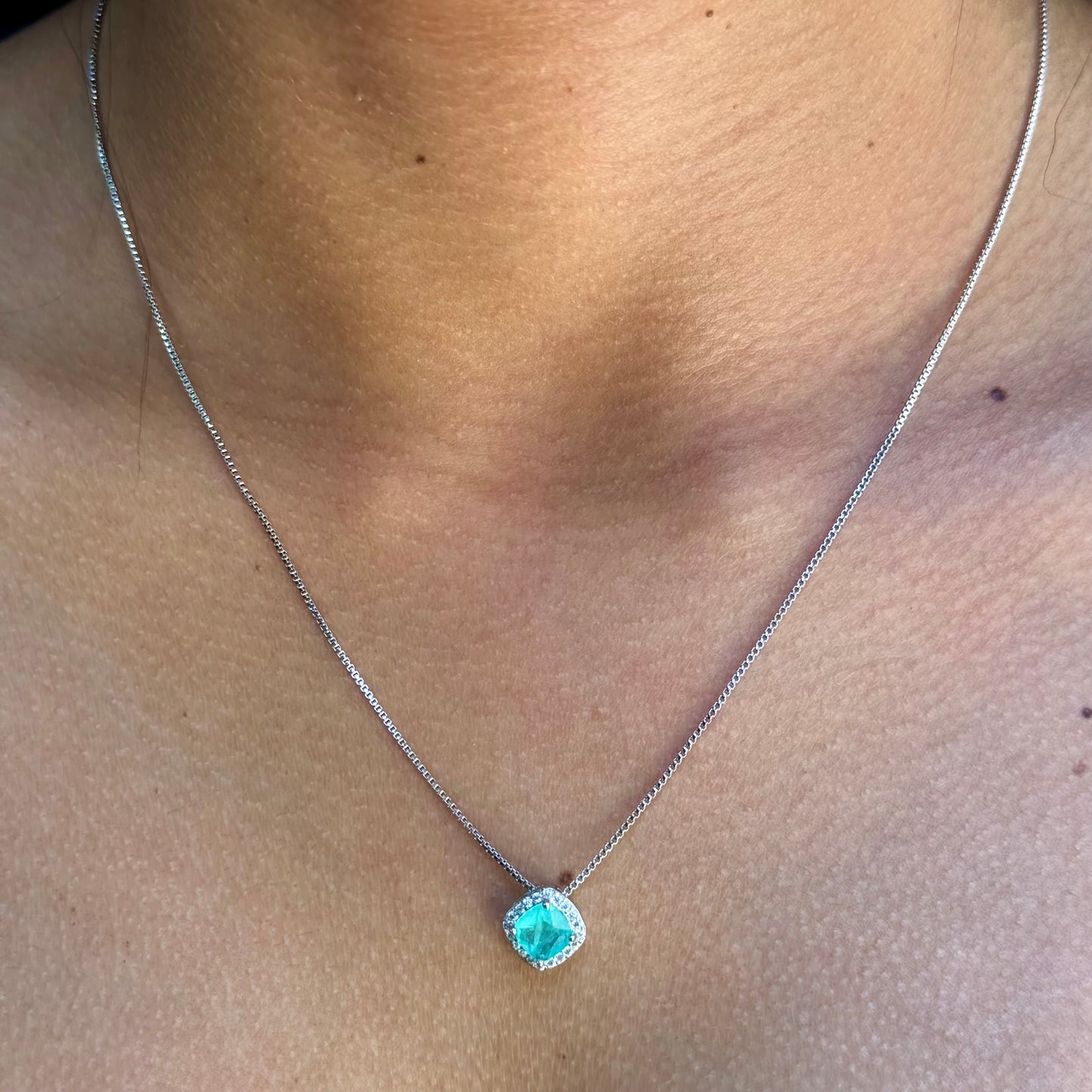 Square Necklace in 18K White Gold Plated