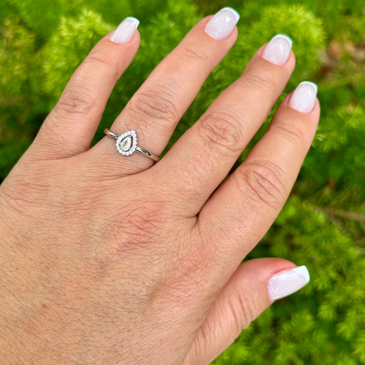 Yellow Drop Ring in Sterling Silver 925