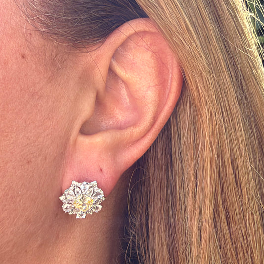 Yellow Earrings in Sterling Silver 925