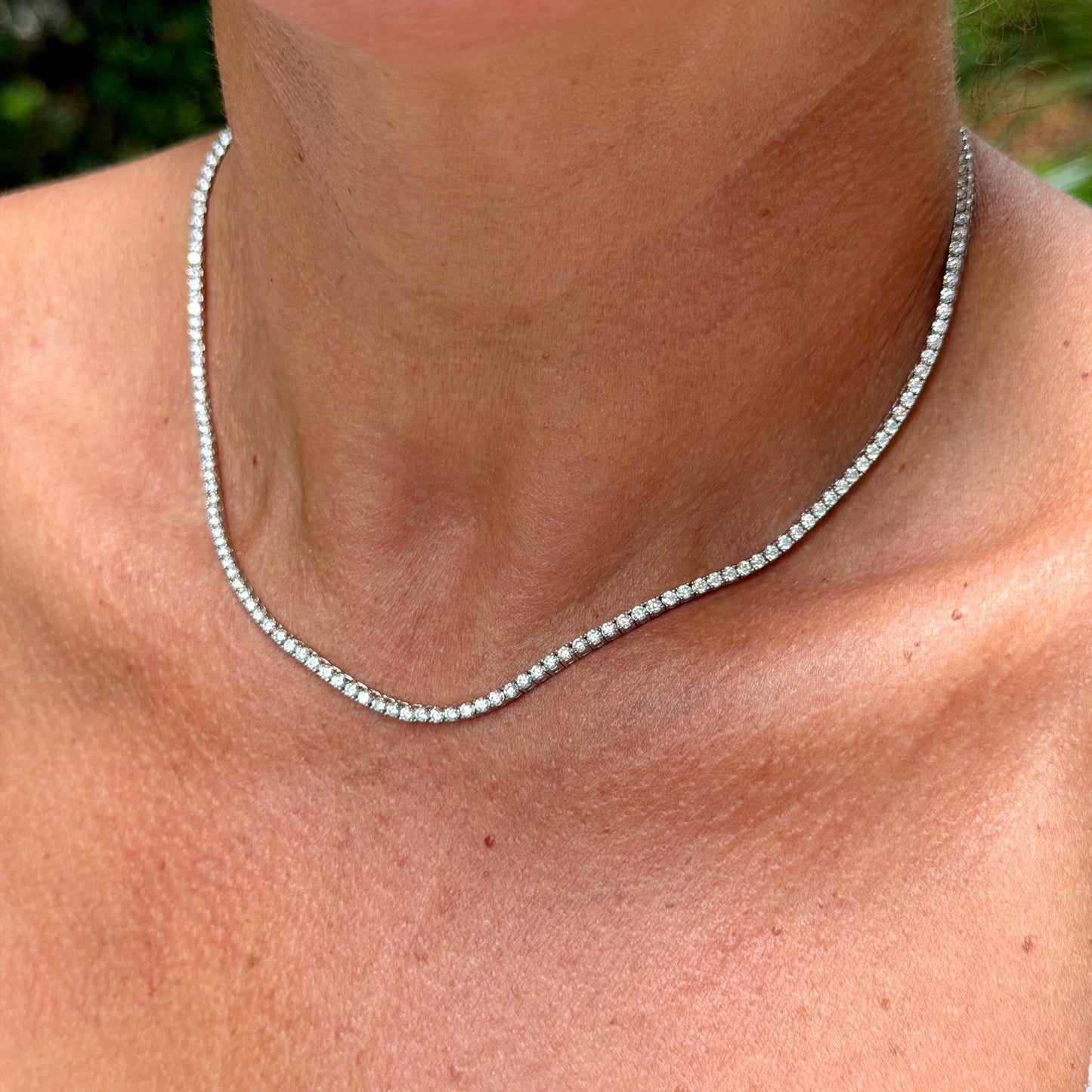 Moissanite Tennis Necklace in Sterling Silver 925