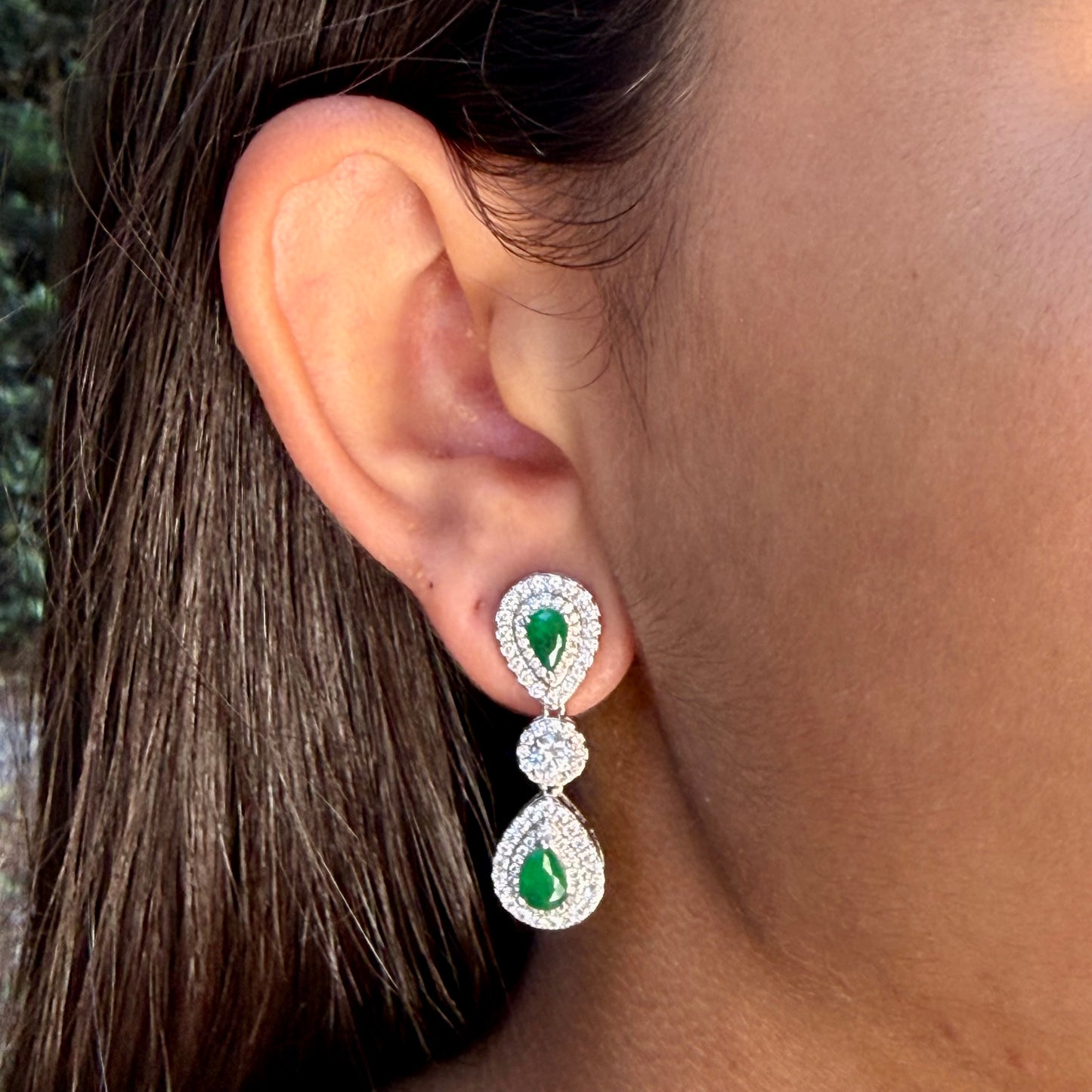 Drop Earrings in 18K White Gold Plated