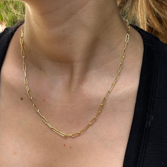 Paper Clip Necklace in Sterling Silver 925