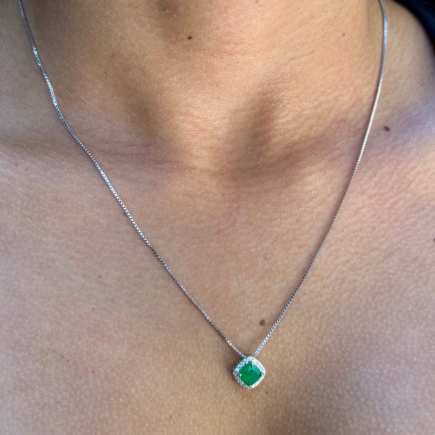 Square Necklace in 18K White Gold Plated