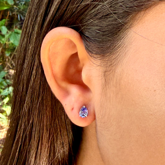 Tanzanite Drop Earrings in Sterling Silver 925