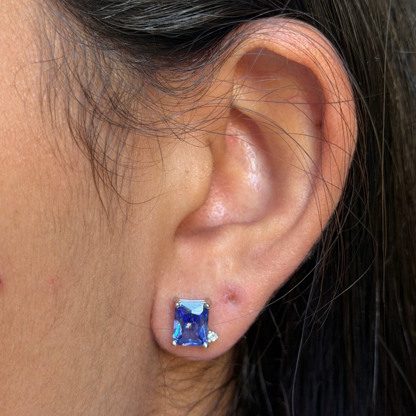 London Blue Earrings in 18K White Gold Plated