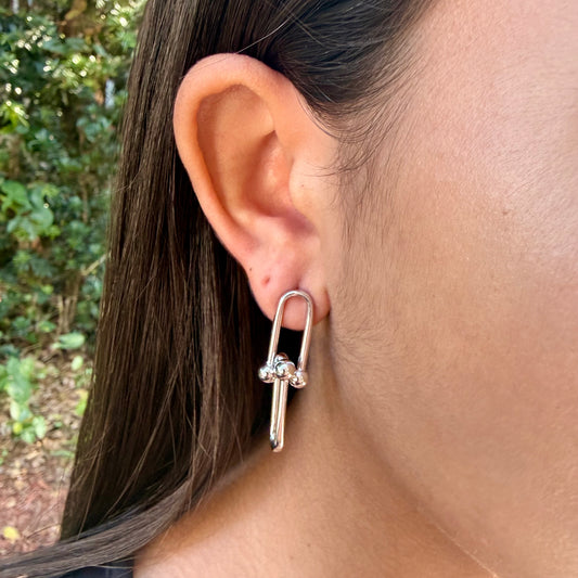 Chain Link Earrings in 18K White Gold Plated