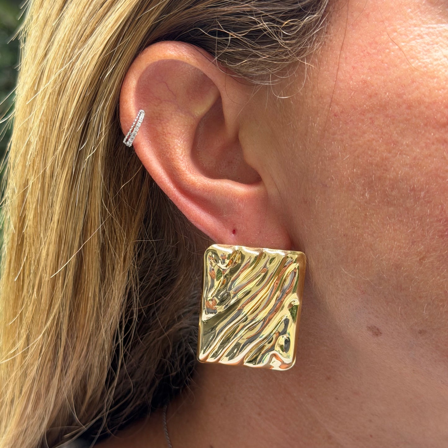 Flat Square Earrings in 18K Gold Plated