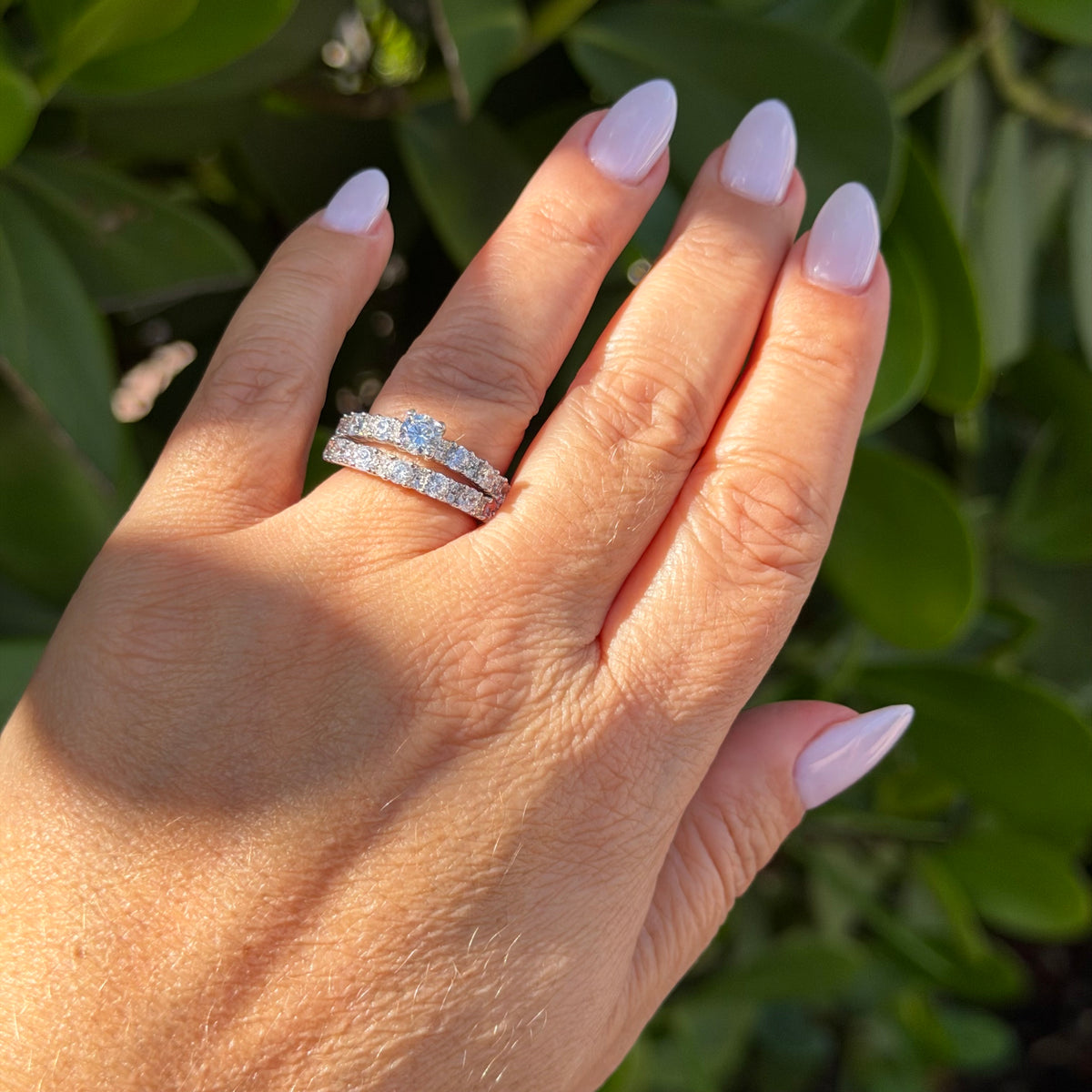 Double Solitaire Ring in Sterling Silver 925