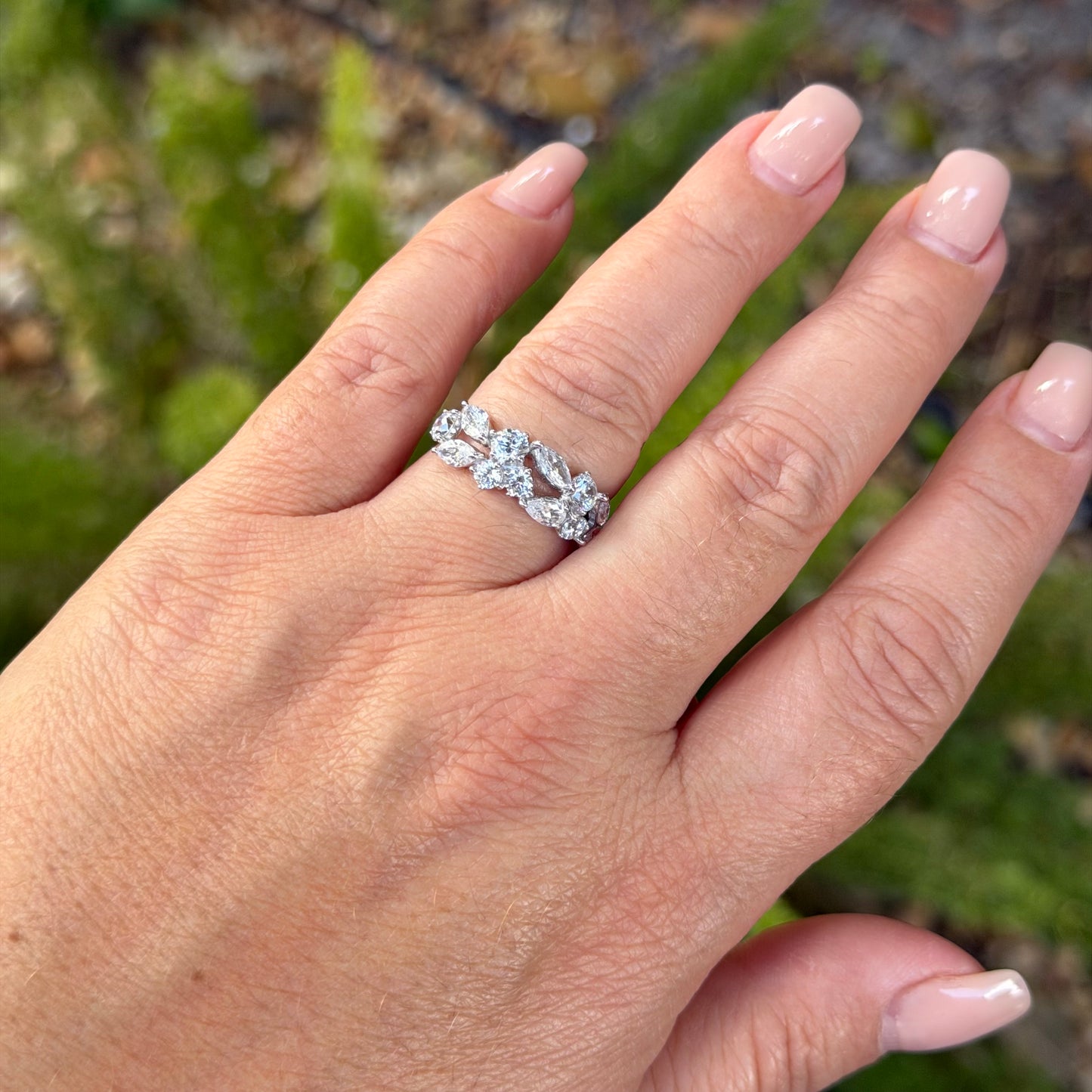 Stone Patch Ring in Sterling Silver 925