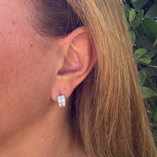 Double Hoop Earrings in Sterling Silver 925