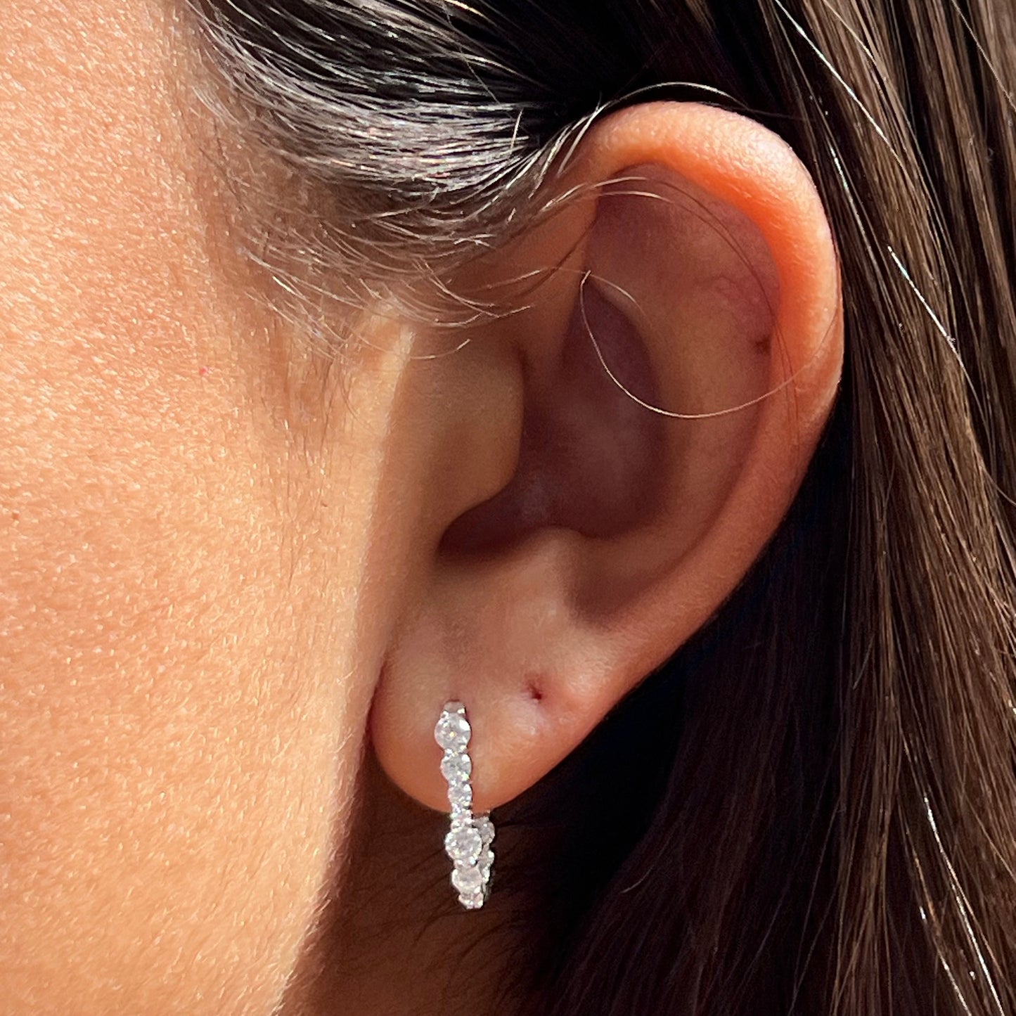 Moissanite Hoop Earrings in Sterling Silver 925