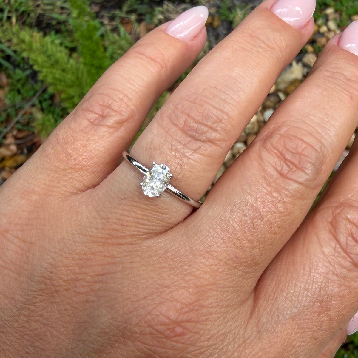 Moissanite Solitaire Ring in Sterling Silver 925