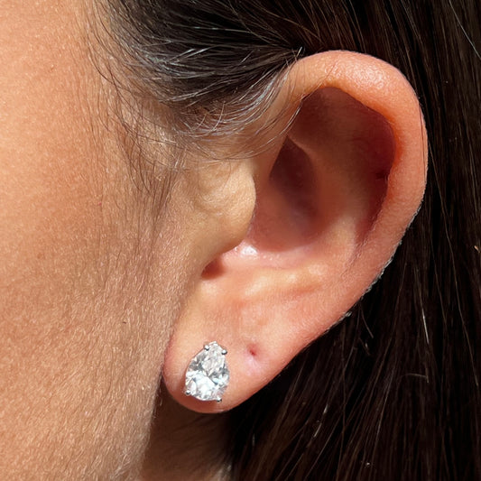 Moissanite Drop Earrings in Sterling Silver 925