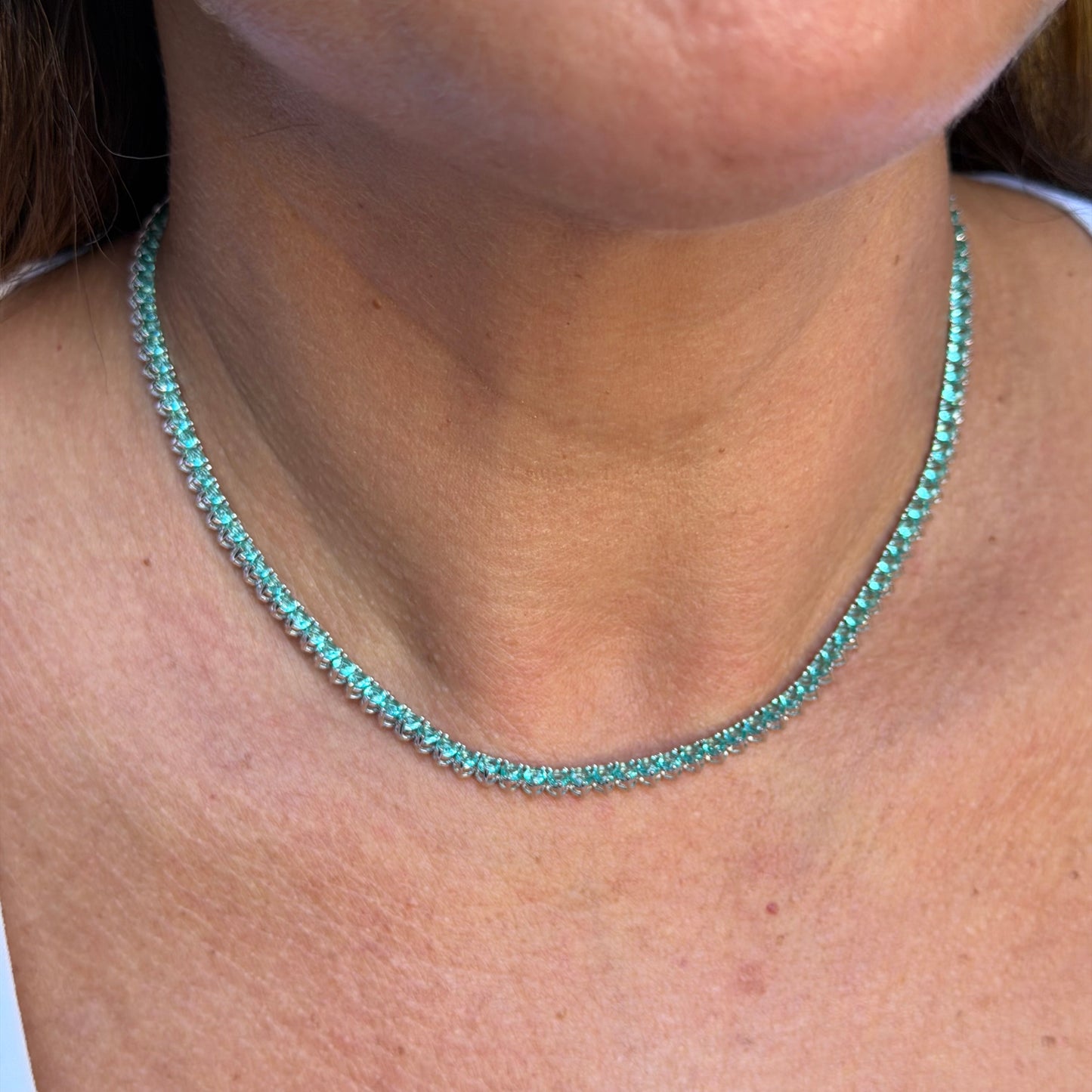 Turmaline Riviera Necklace in 18K White Gold Plated