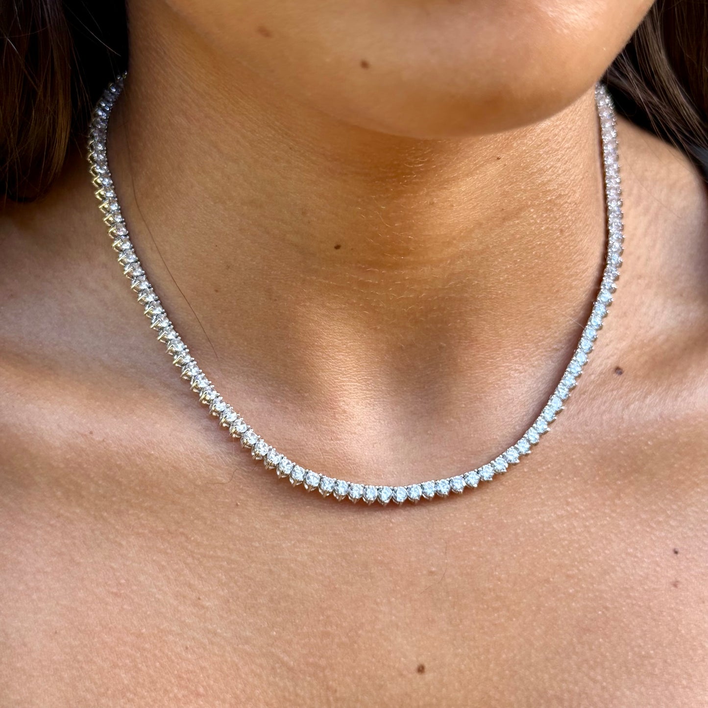 Three Points Tennis Necklace in Sterling Silver 925