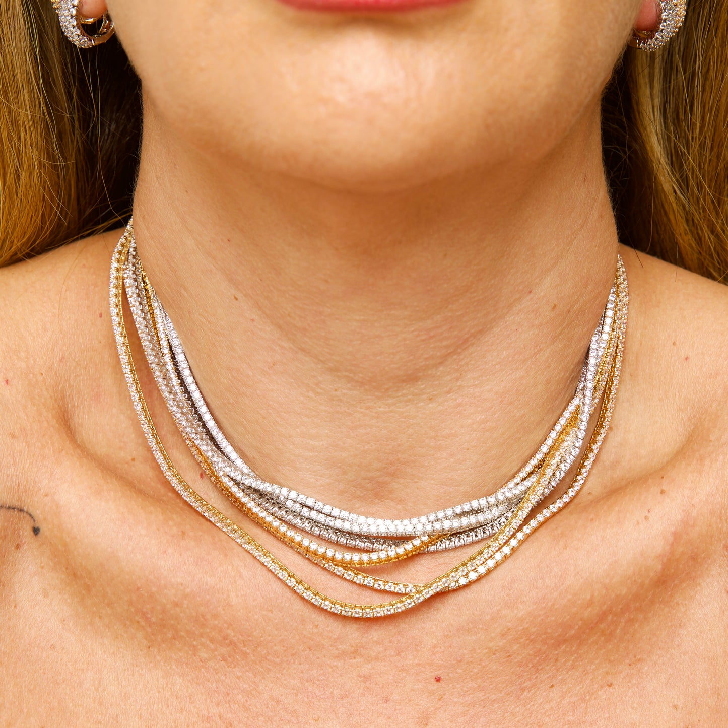 Tennis Necklace in 18K Gold Plated