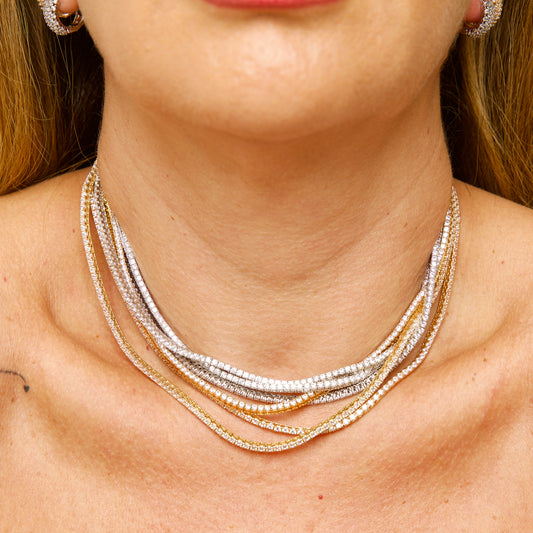 Tennis Necklace in 18K Gold Plated
