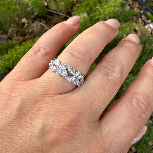 Stone Patch Ring in Sterling Silver 925