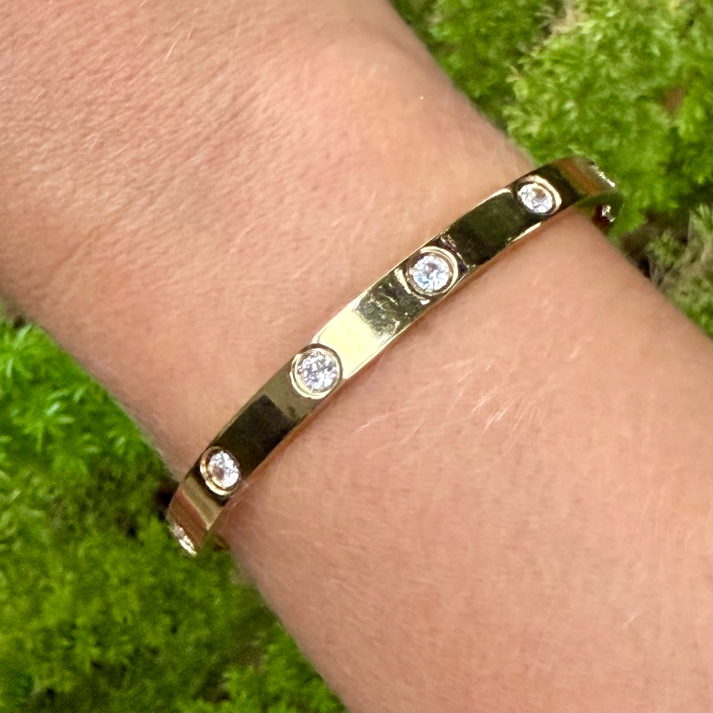 Flat Bracelet w/ Zirconias in Stainless Steel 316L