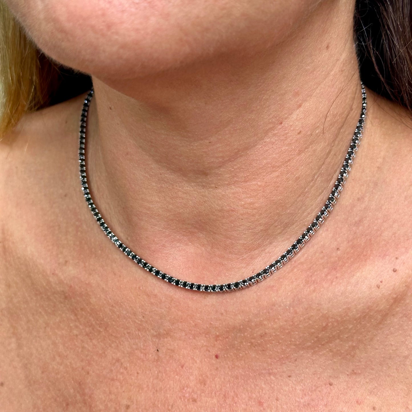 Black Riviera Necklace in Sterling Silver 925