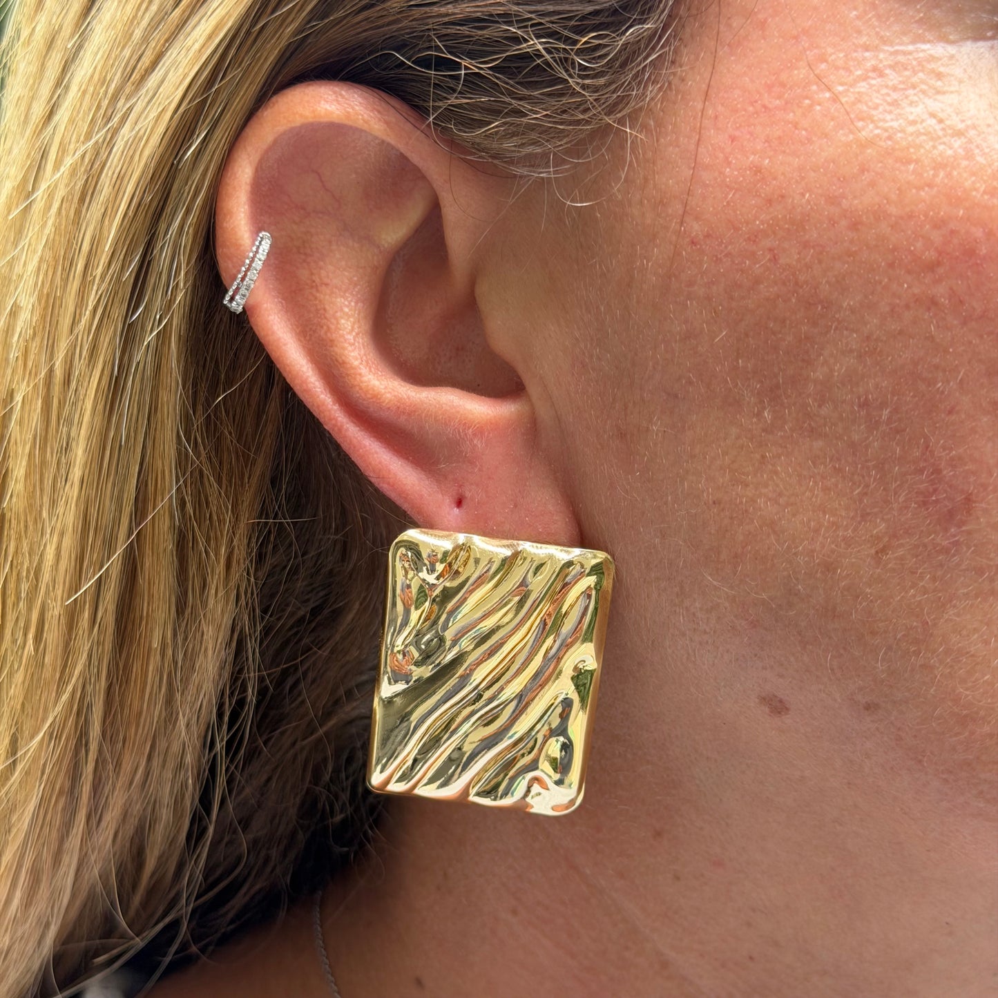 Flat Square Earrings in 18K Gold Plated