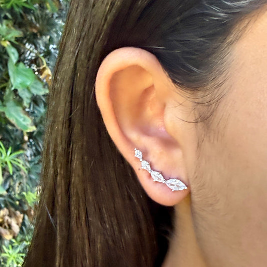 Zirconias Ear Cuff in 18K White Gold Plated