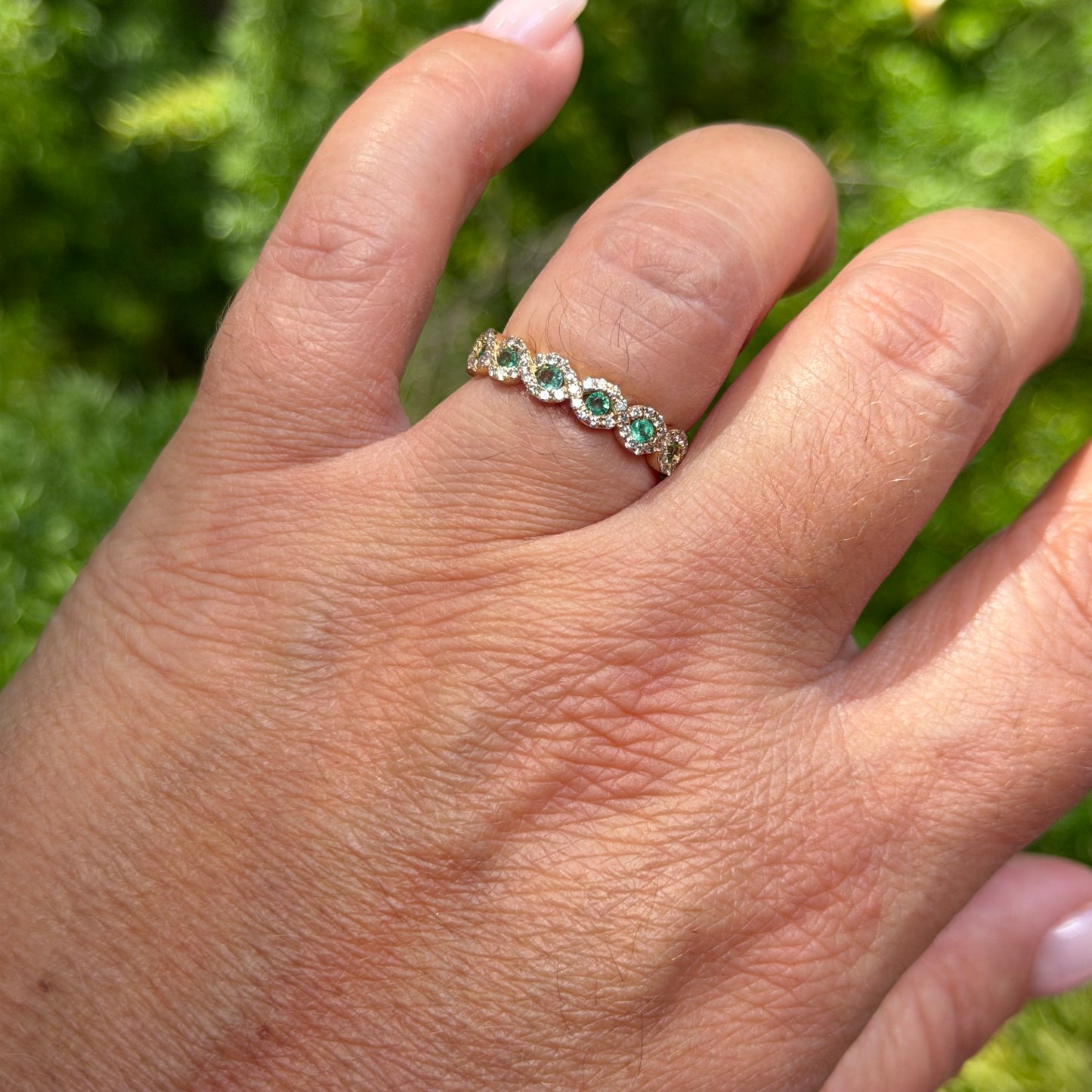 Infinity Ring in 18K White Gold w/ Emerald