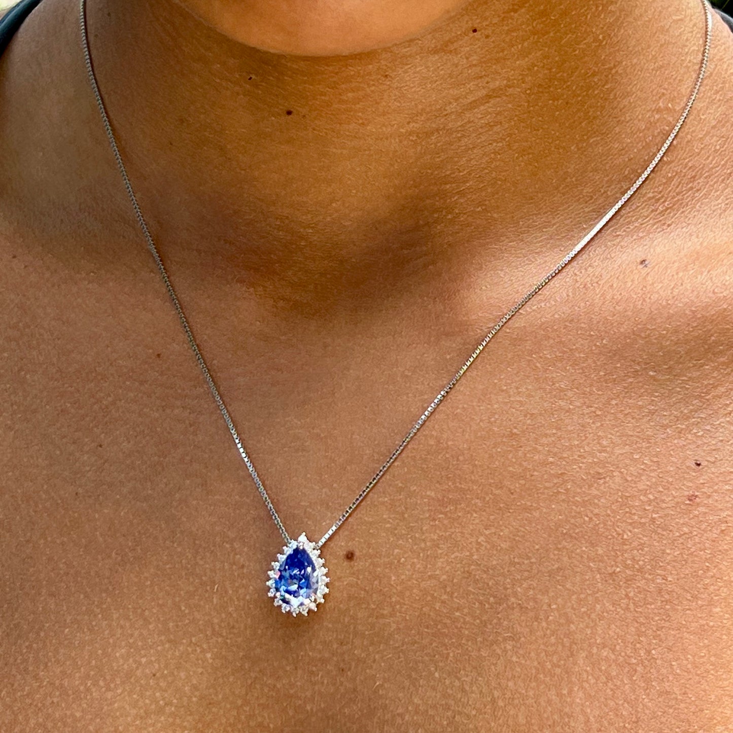 Tanzanite Drop Necklace in Sterling Silver 925