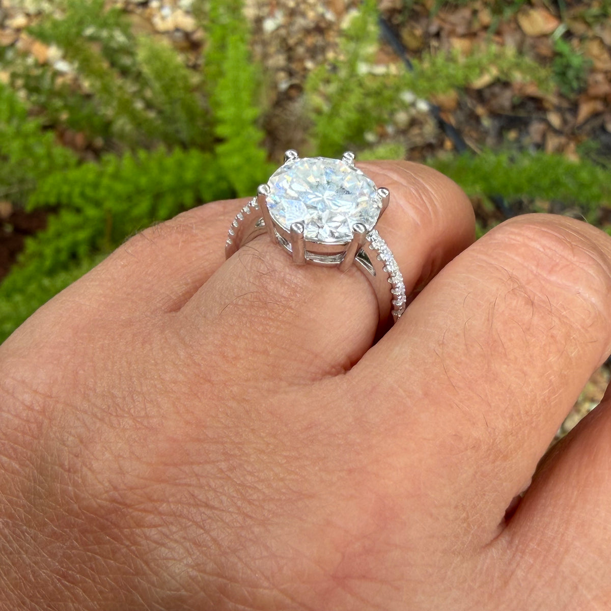 Moissanite Round Ring in Sterling Silver 925