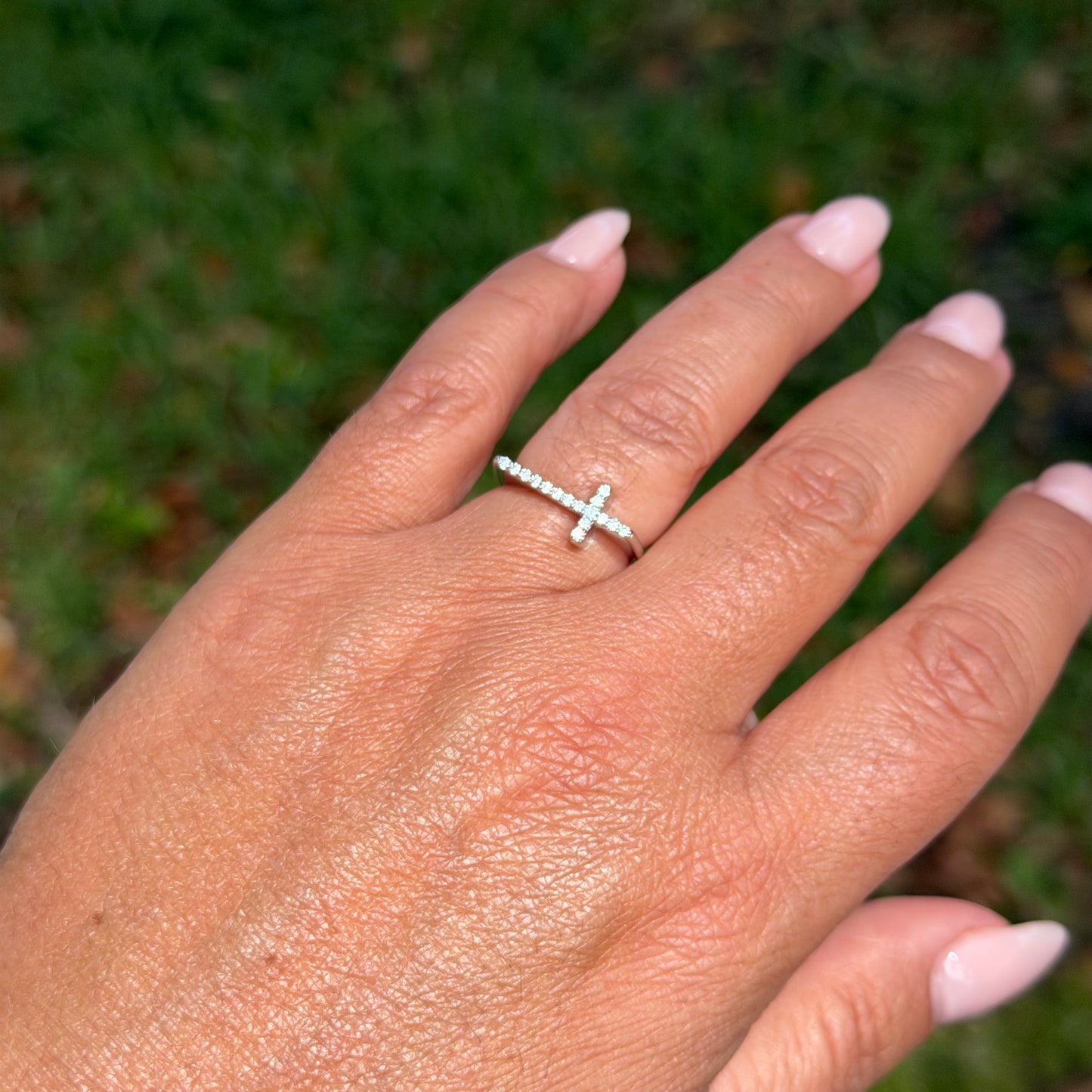 Moissanite Cross Ring in Sterling Silver 925