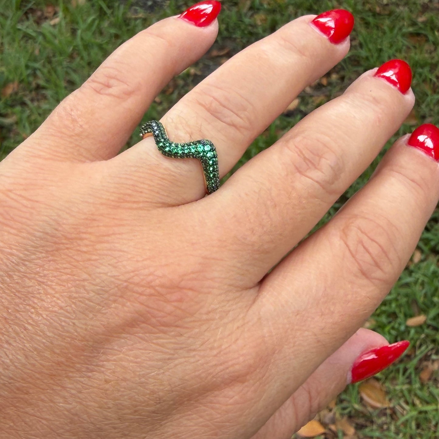 S Ring w/ Stones in 18K Gold Plated