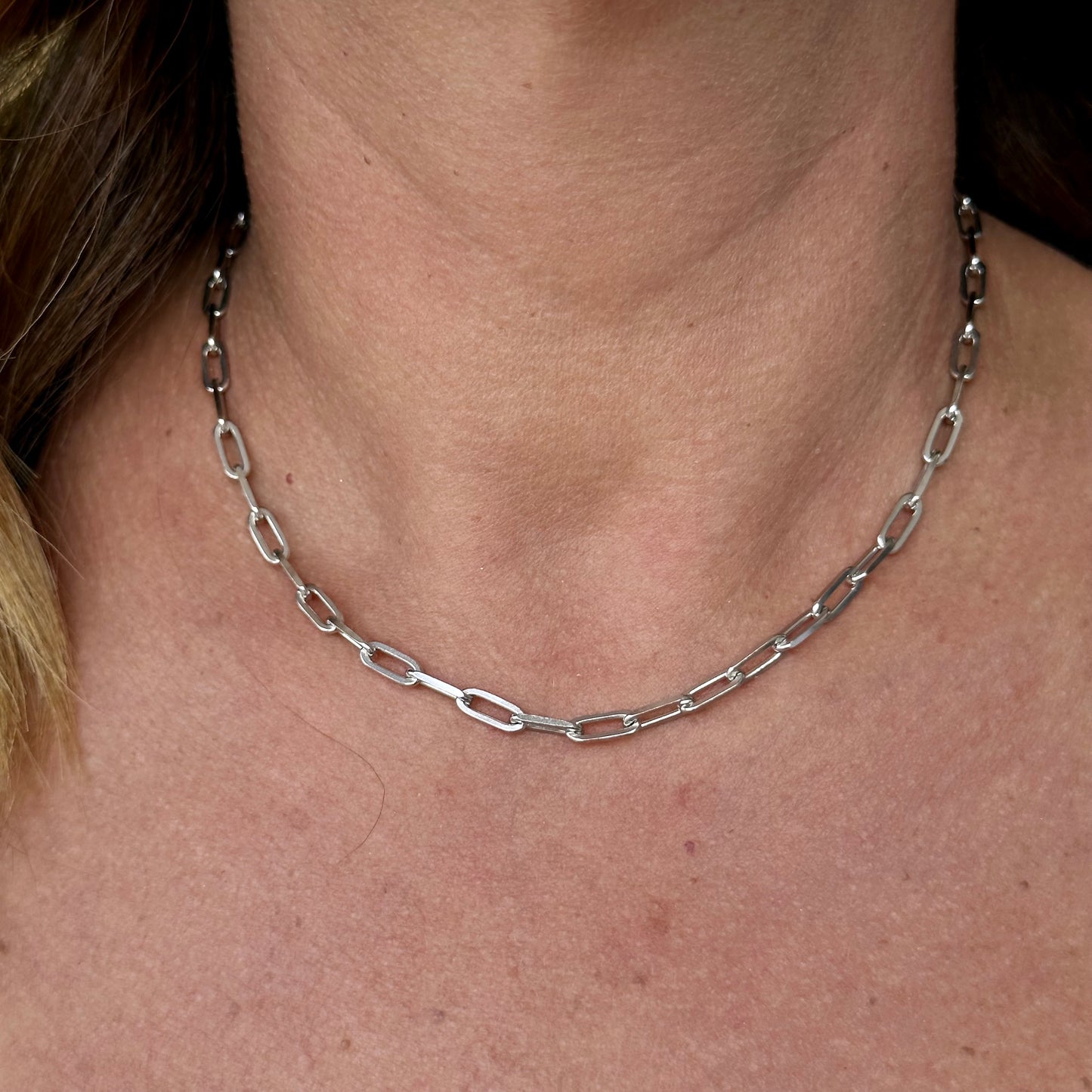 Paperclip Necklace in Sterling Silver 925