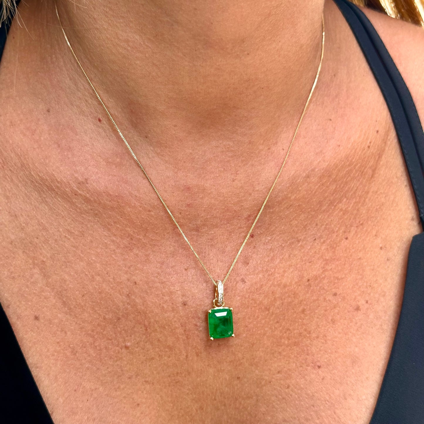 Adjustable Fusion Emerald Necklace in 18K Gold Plated