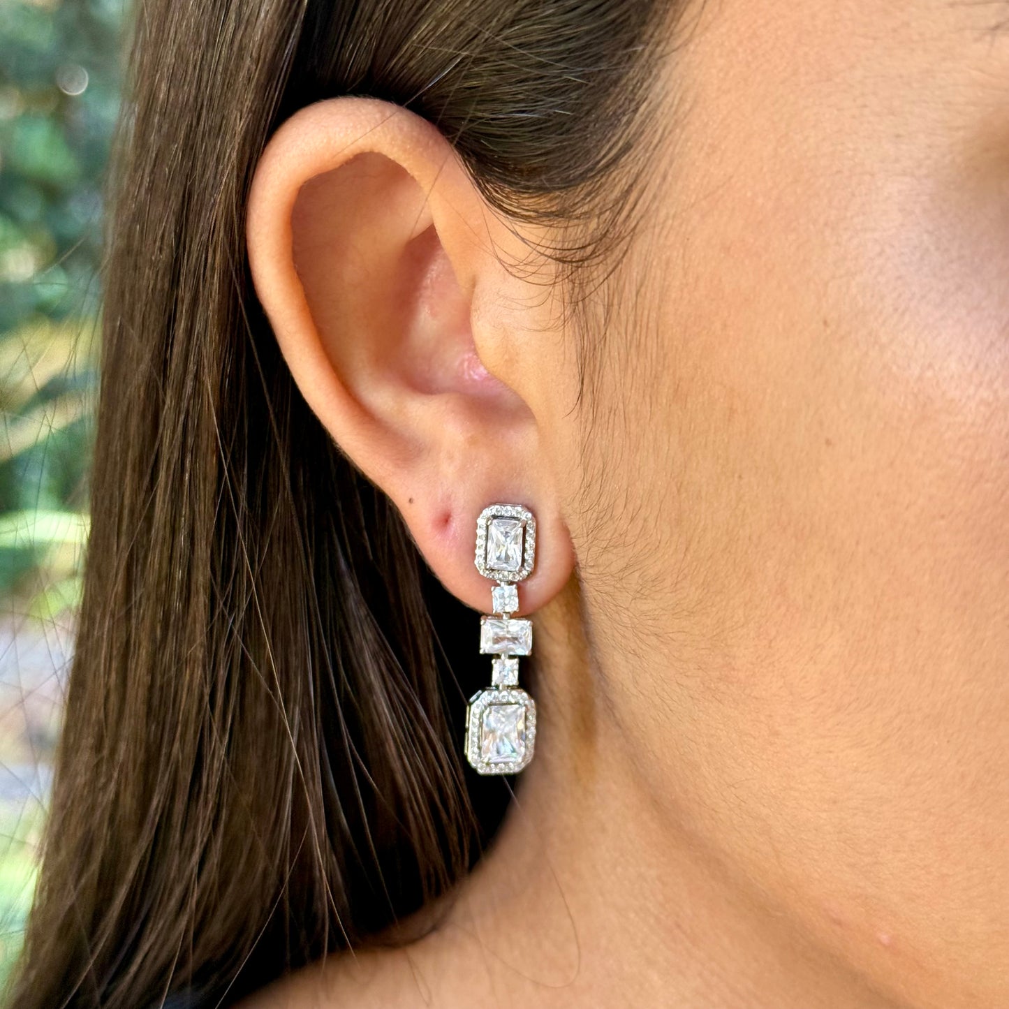 Square Earrings in Sterling Silver 925