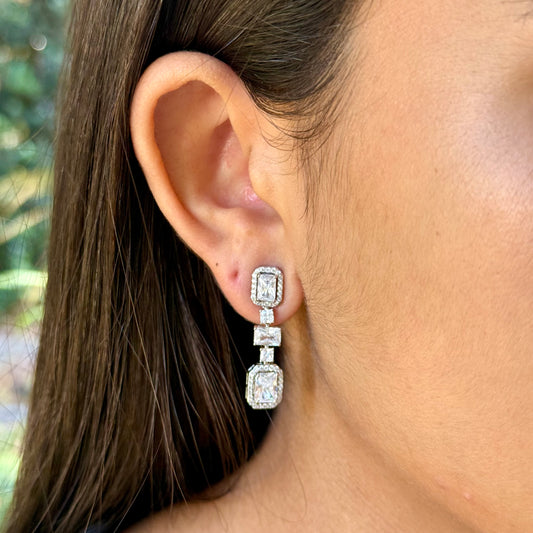 Square Earrings in Sterling Silver 925