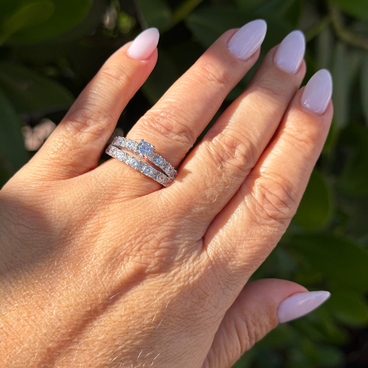 Double Solitaire Ring in Sterling Silver 925