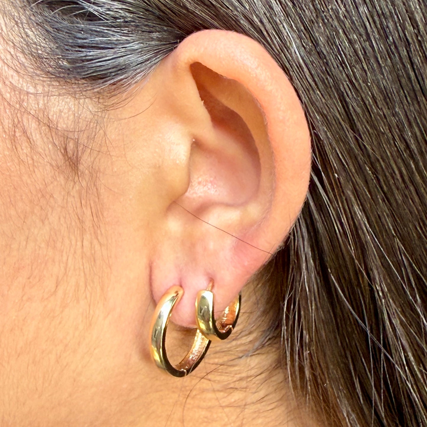 Flat Hoop Earrings in 18K Gold Plated