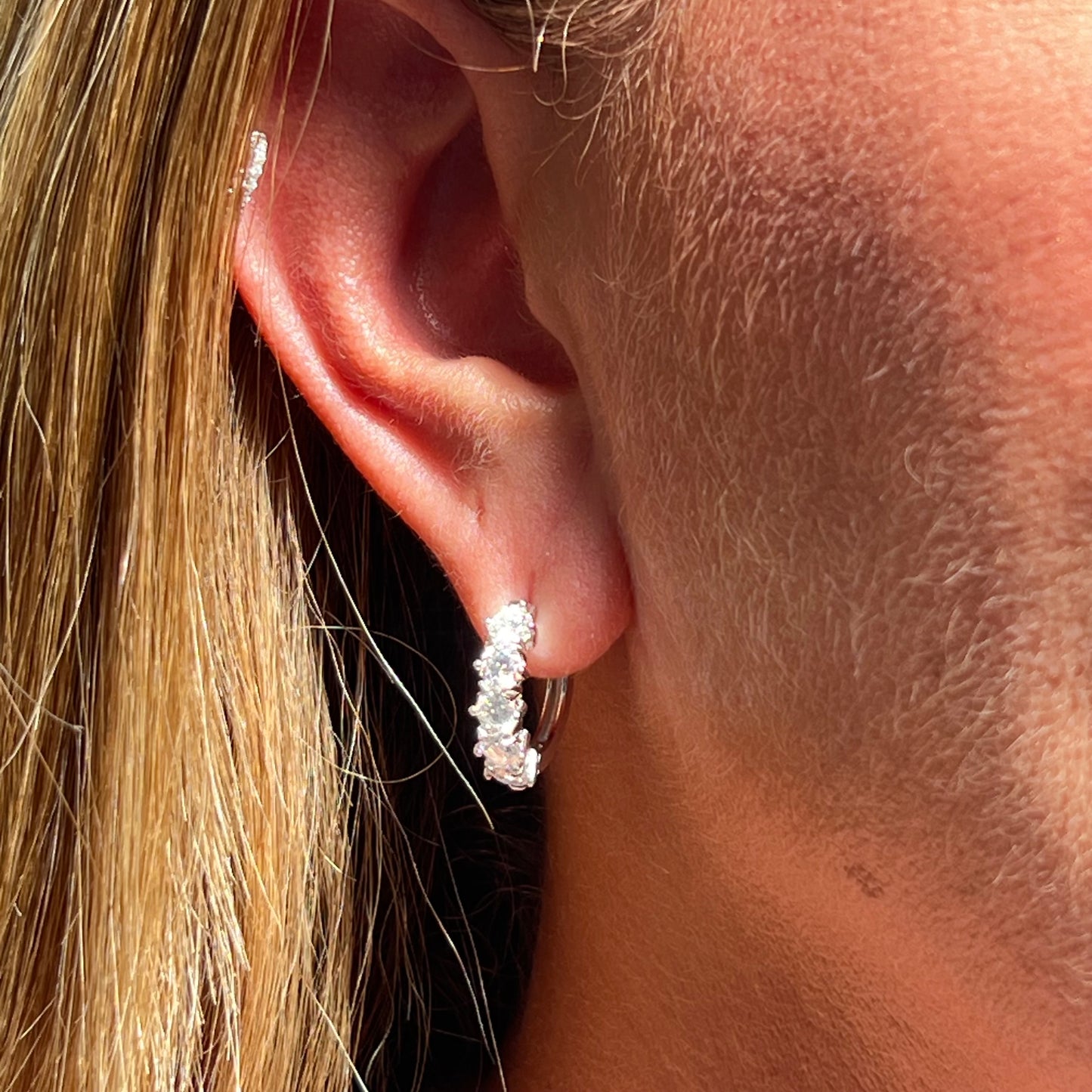 Moissanite Hoop Earrings in Sterling Silver 925
