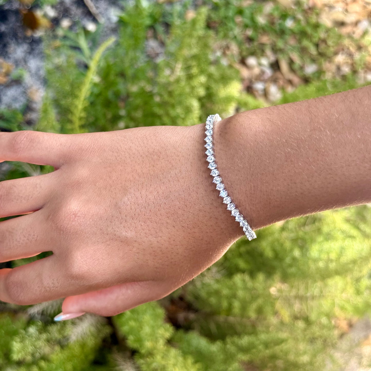 Three Points Tennis Bracelet in Sterling Silver 925
