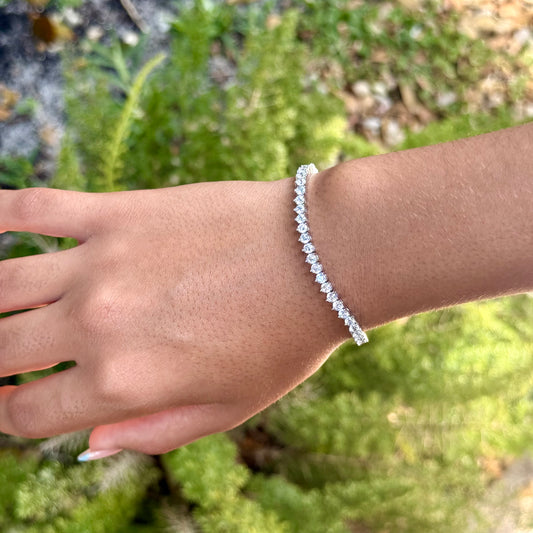 Three Points Tennis Bracelet in Sterling Silver 925