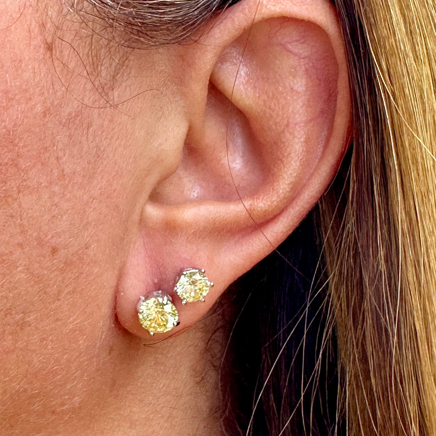 Yellow Earrings in Sterling Silver 925