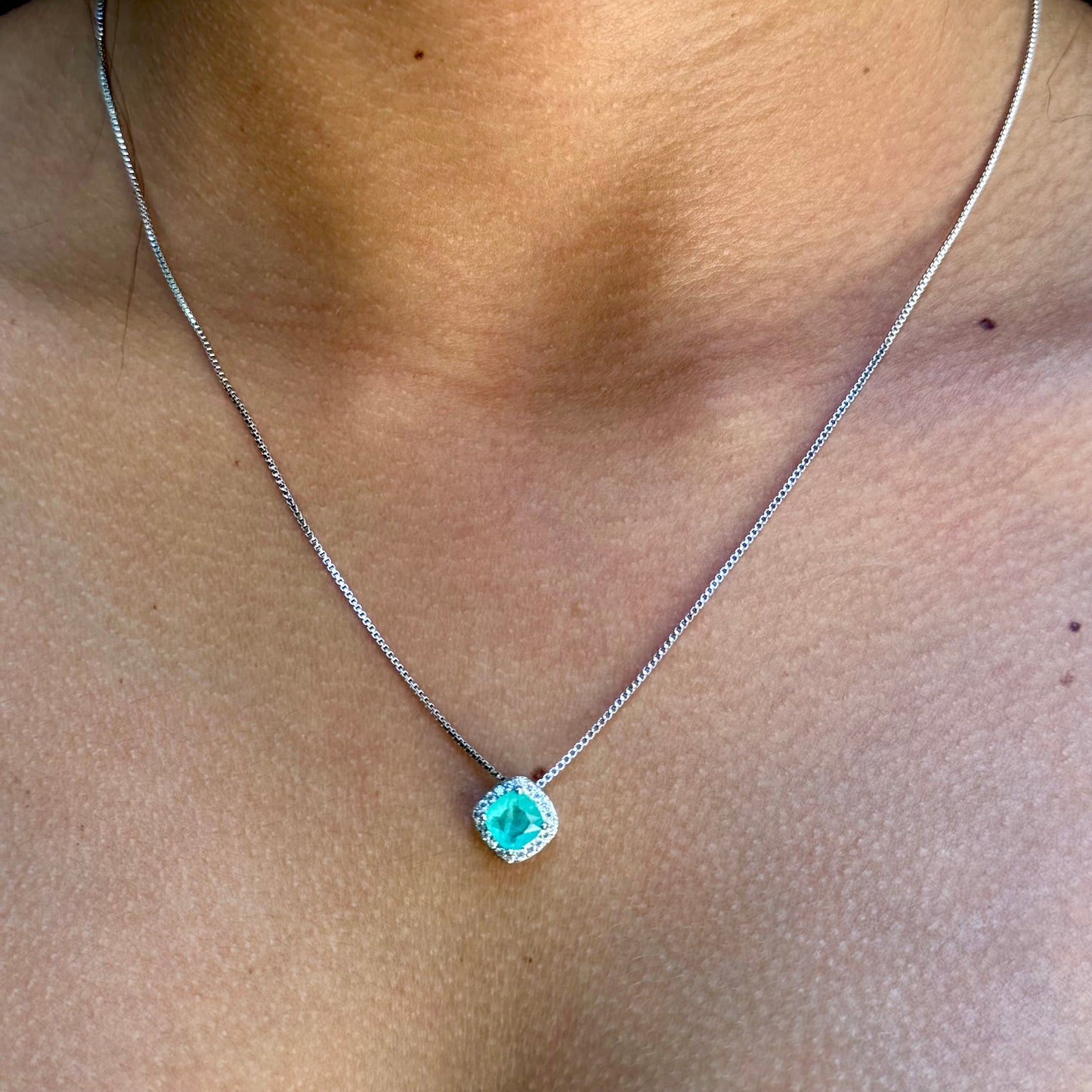 Square Necklace in 18K White Gold Plated