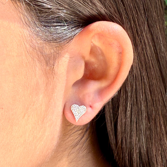 Heart Zirconia Earrings in 18K Gold Plated