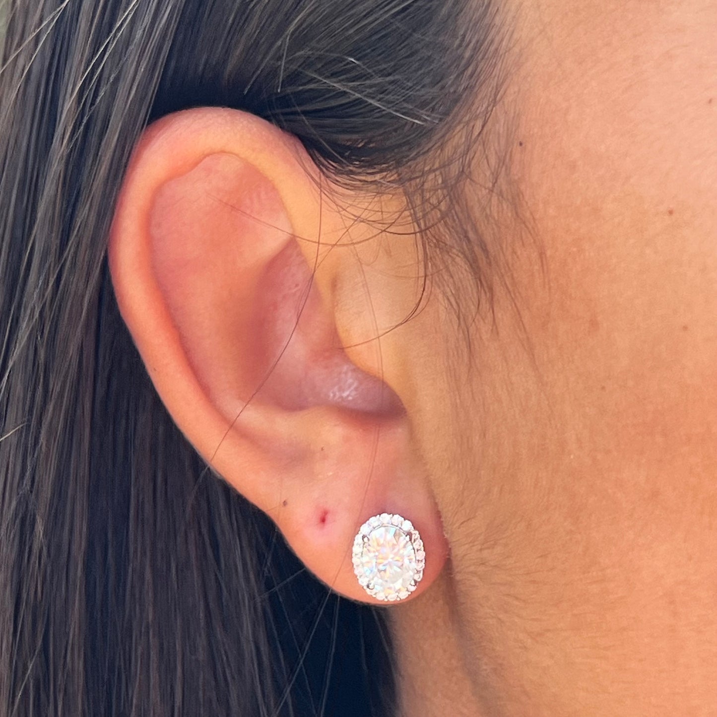 Moissanite Oval Earrings in Sterling Silver 925