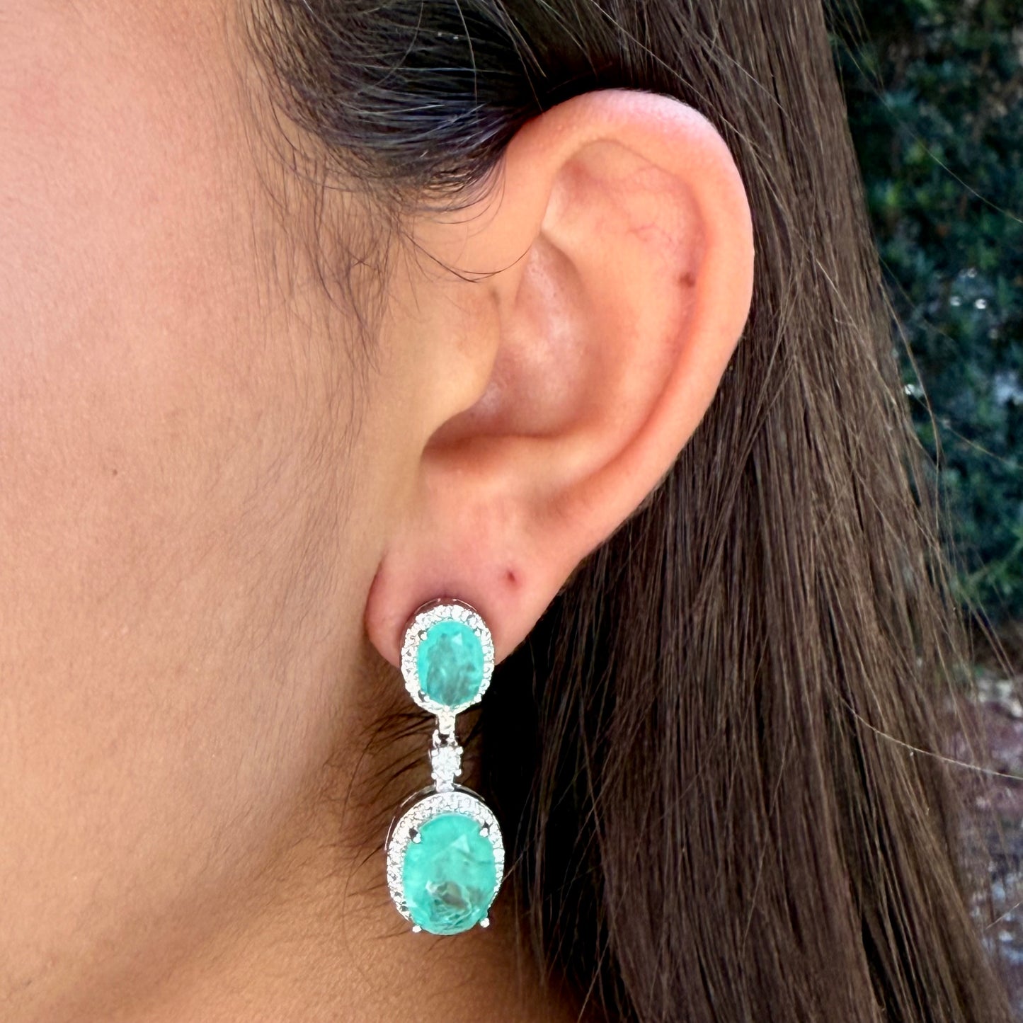 Love Earrings in 18K White Gold Plated