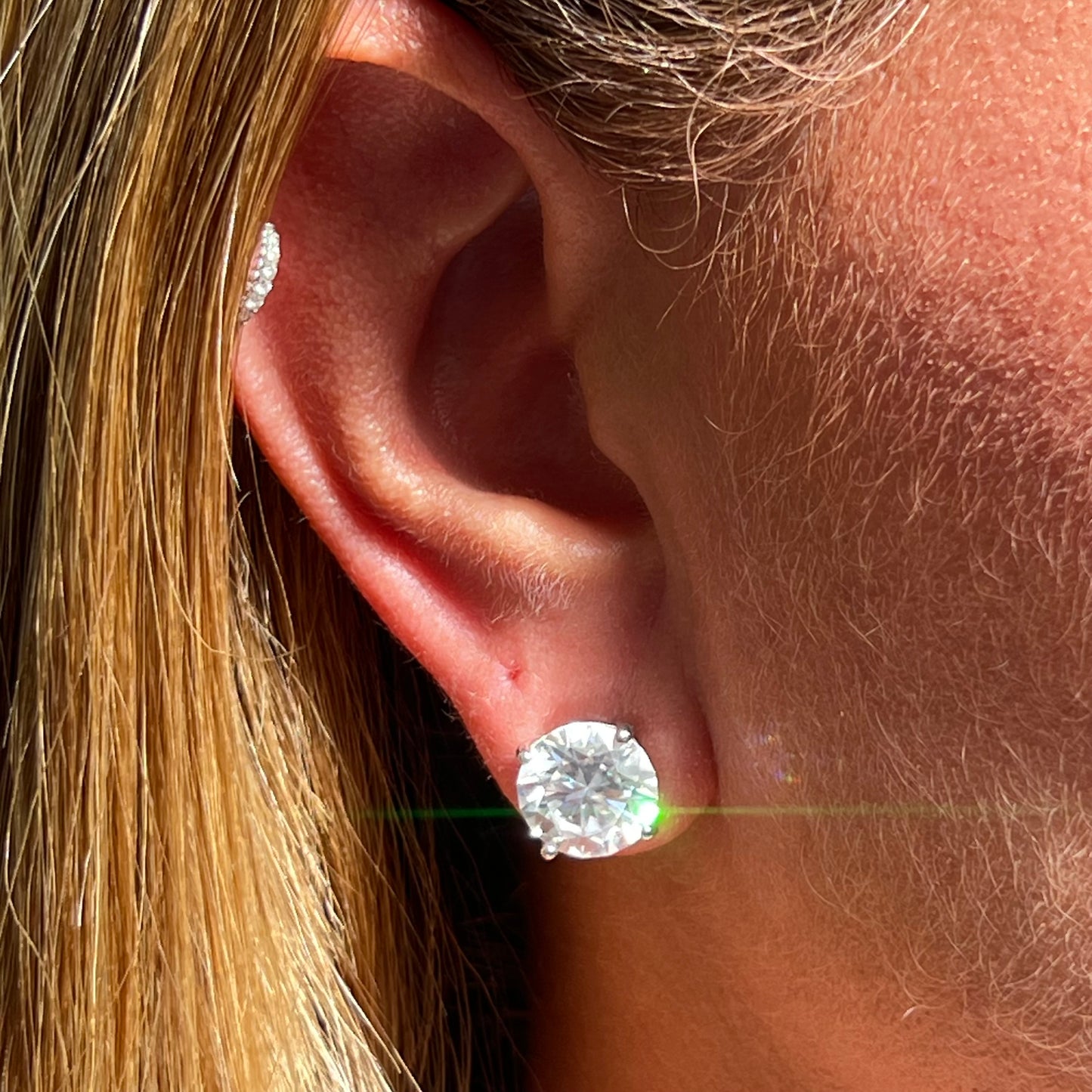 Moissanite Light Spot (L) Earrings in Sterling Silver 925