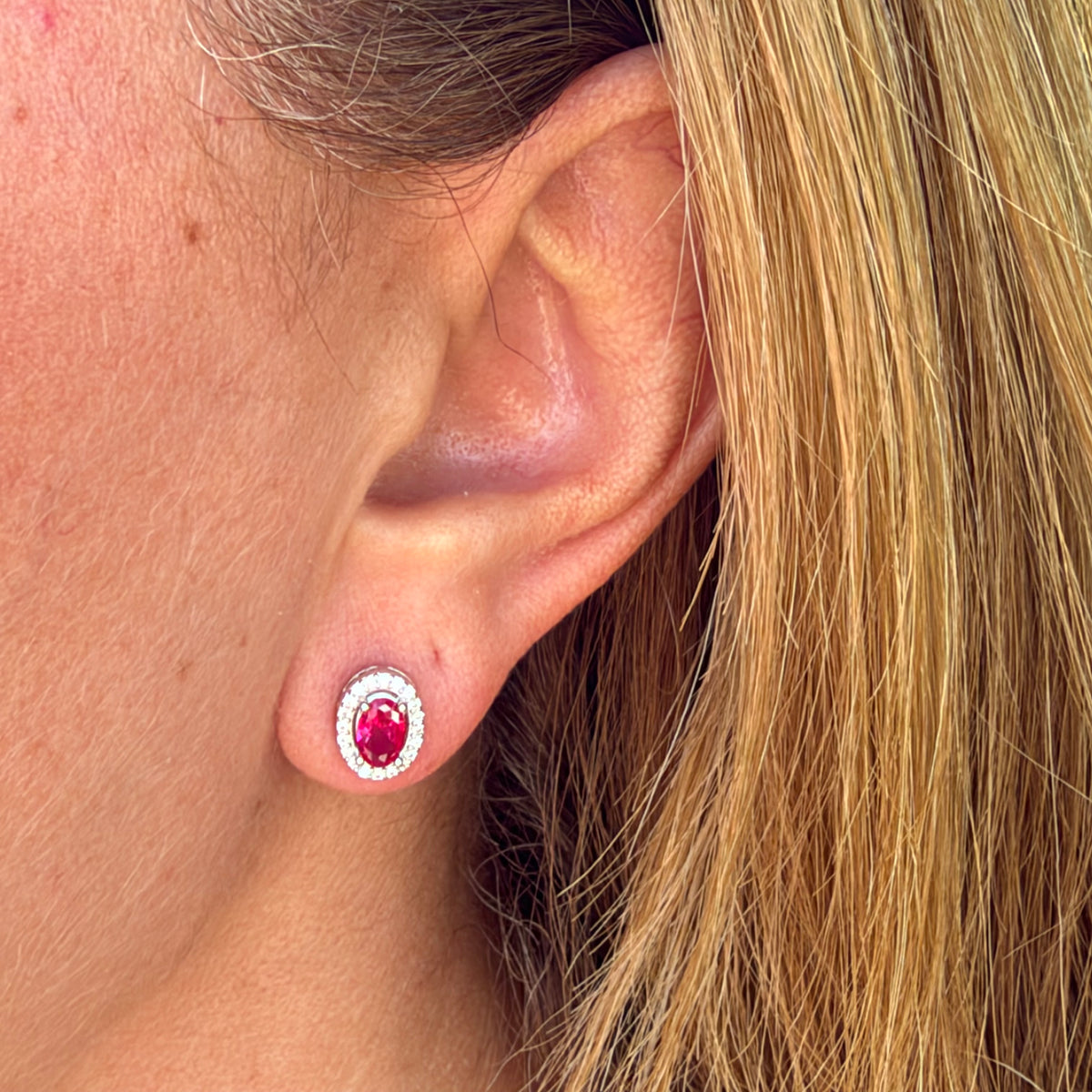 Ruby Earrings in Sterling Silver 925