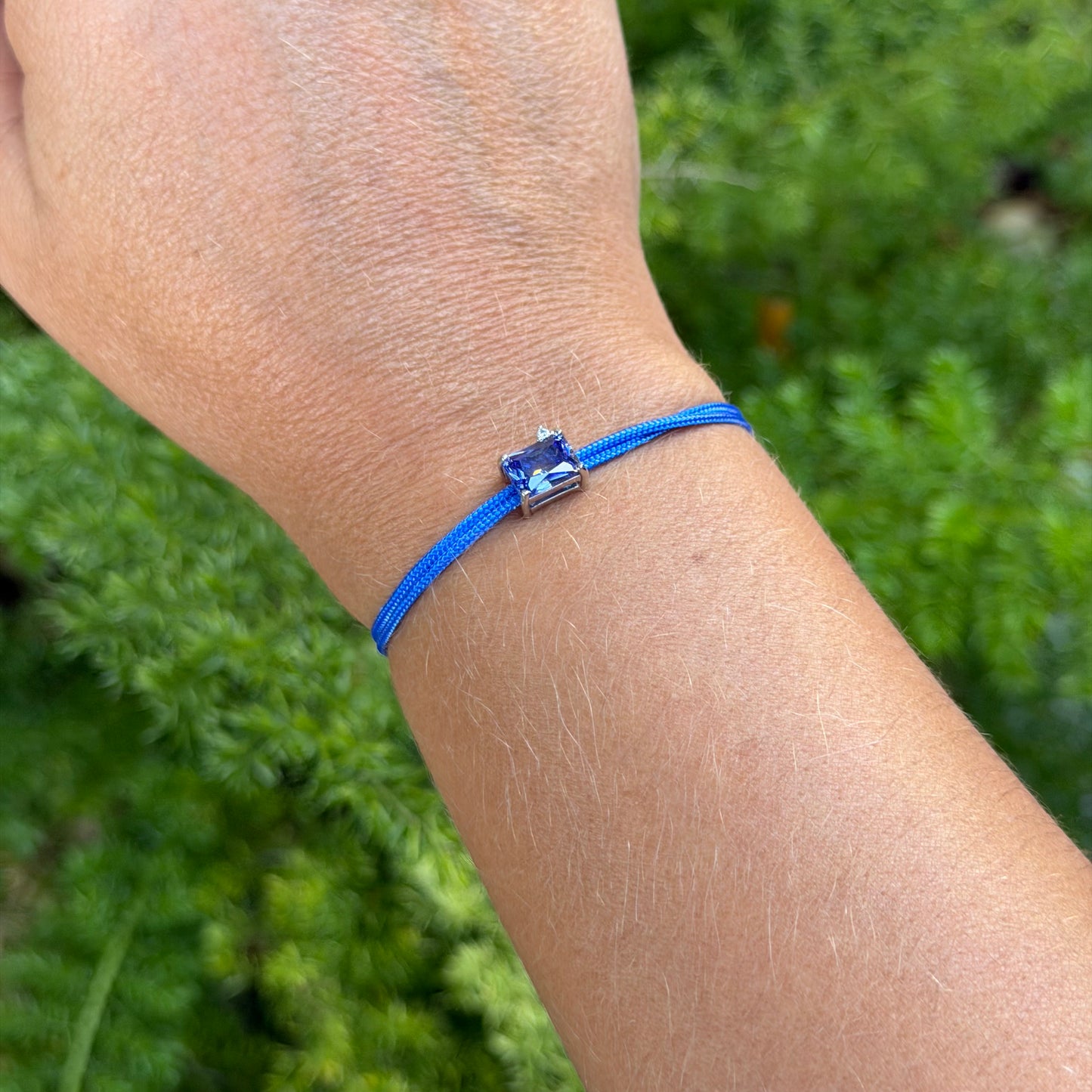Waxed Thread Bracelet w/ pendant in Sterling Silver 925